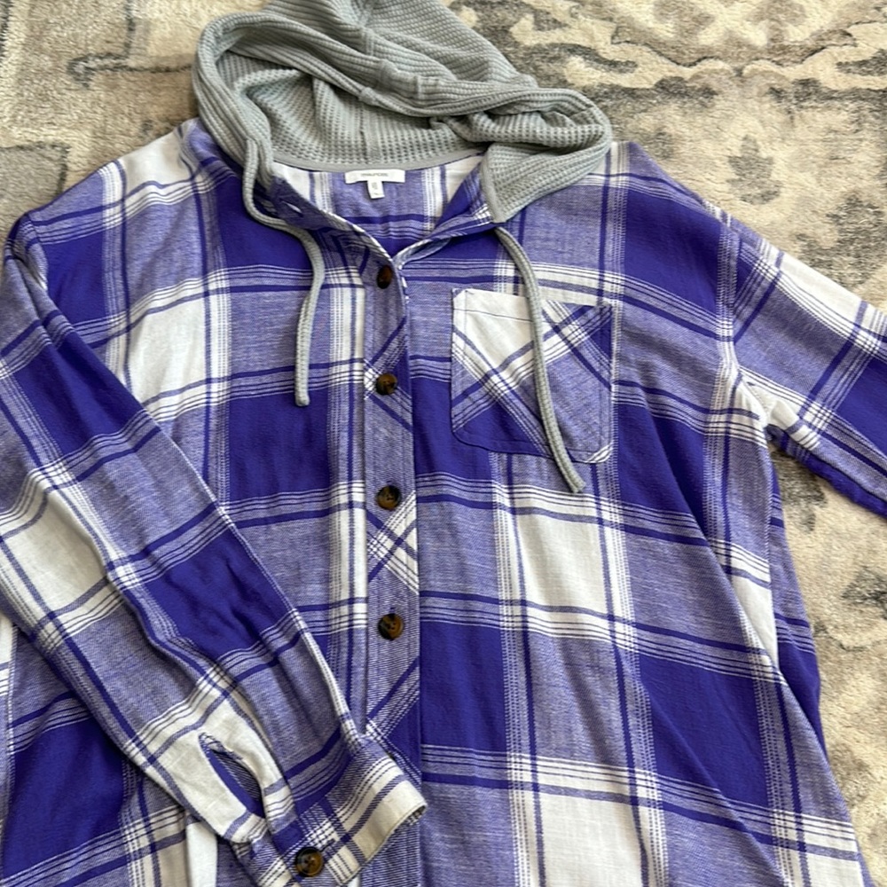 Button-up, hooded flannel